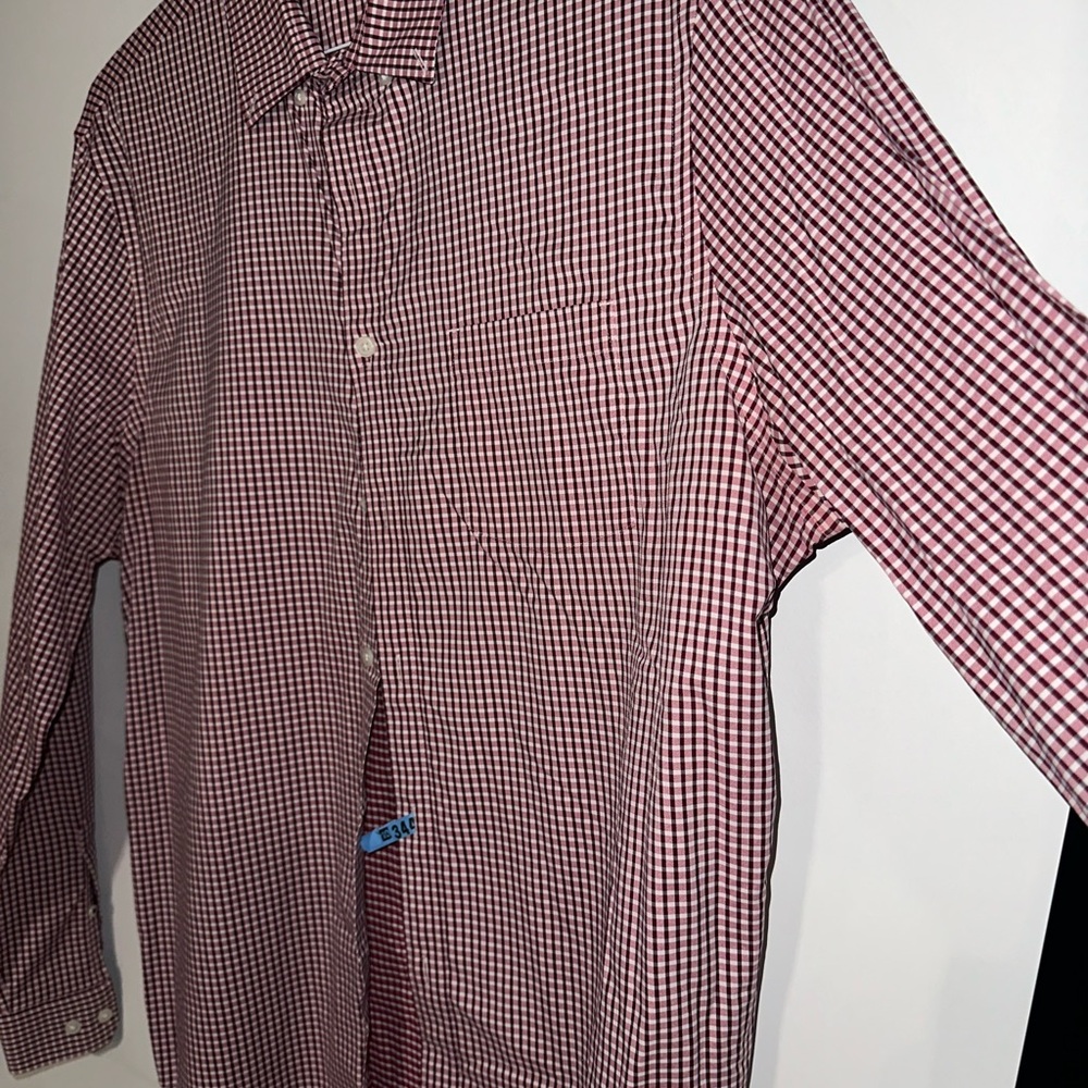 Express Performance Men's Red Checkered Button Do… - image 4